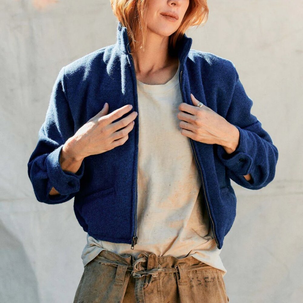 Sold Out Imogene + Willie Cropped Wool Souvenir Jacket in Blue